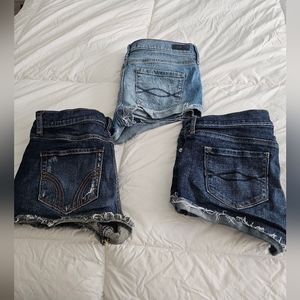 3 pairs denim shorts abercrombie / hollister